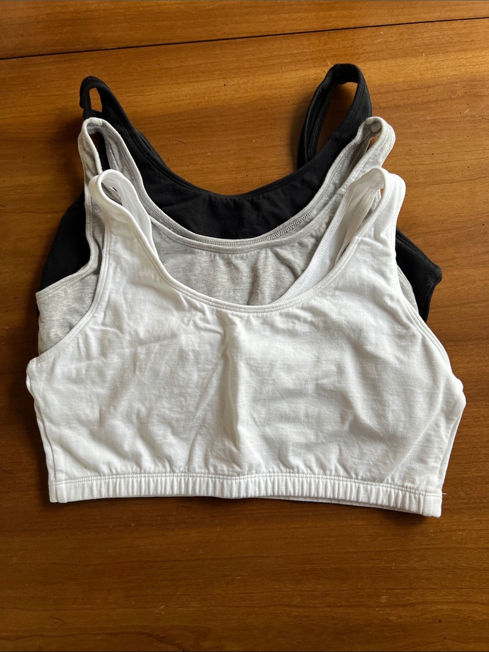 Fruit of the Loom Women's Cotton Bralette Pack - White, Gray, Black